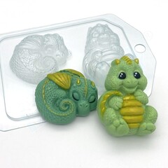 Форма пластиковая Дракон клубочком 55 мм и с полосатым пузиком 65 мм