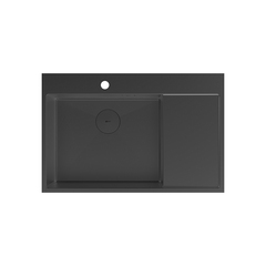Lemark 9932152 KEZADRA 780L Мойка кухонная с крылом из нерж.стали (чаша слева) цвет:чёрный матовый в комплекте крепеж, арматура сливная с прямоуг.переливом, сифон фото