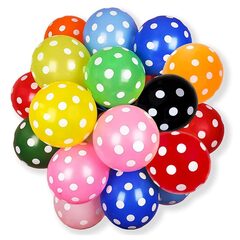 Фонтан из воздушных разноцветных шаров в горошек - 20 шт