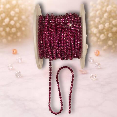 стразовая лента, 2мм,цвет фуксия, 1метр