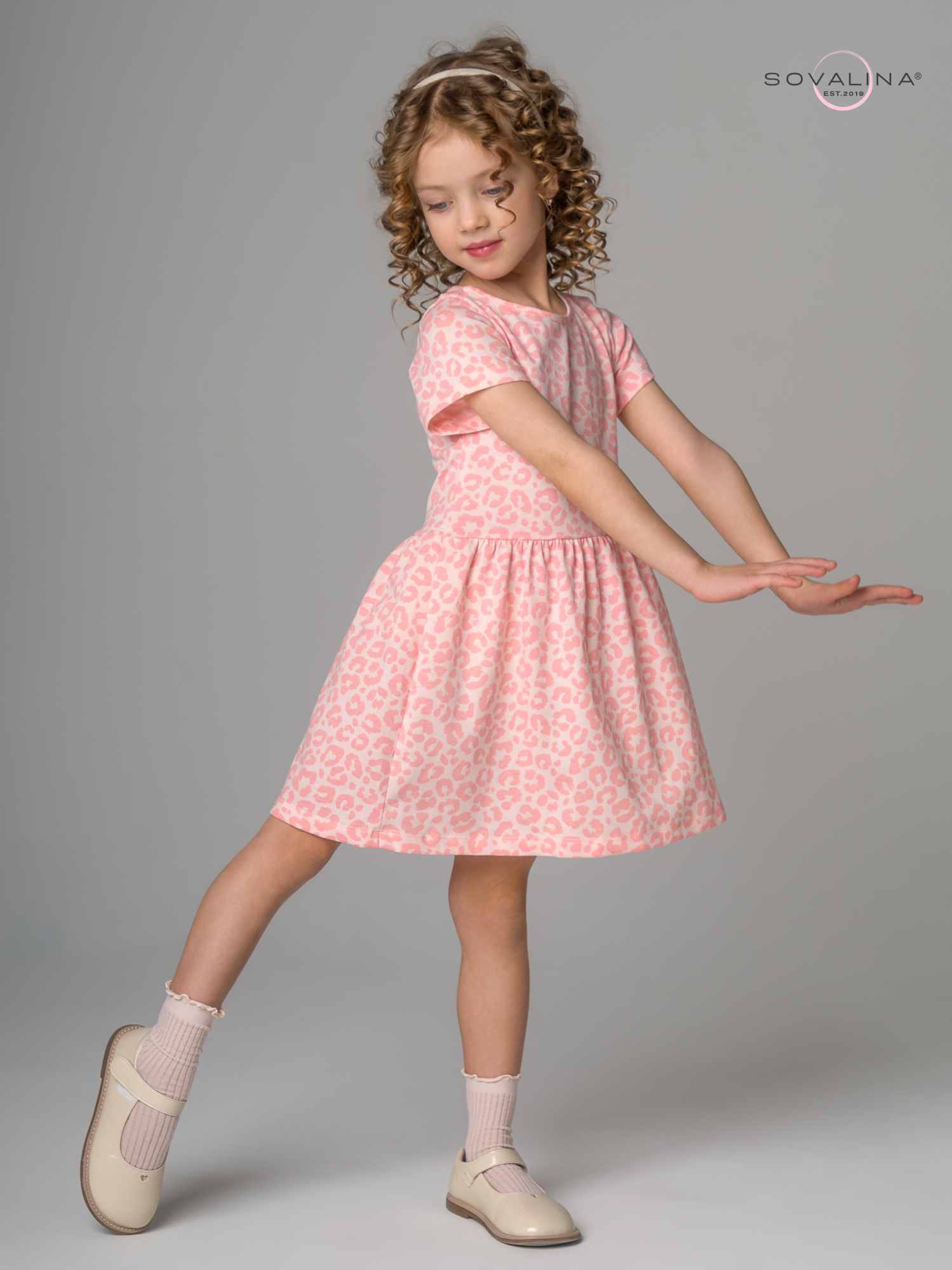 Платье Лето лео персик