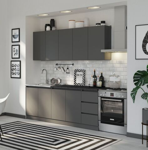 Кухня Челси 2,0м (Графит, Графит (Кастилло темный))