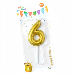 Свеча для торта «Воздушный шар» (золото) цифра 6