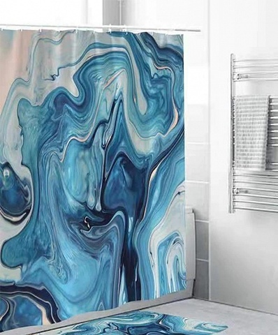 Шторка для ванной 180х200 Carnation Home Fashions Malachite Blue синий