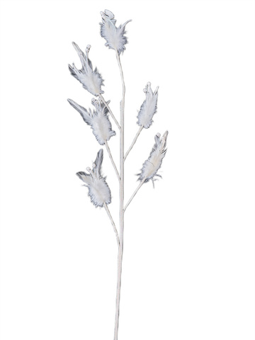 Веточка с перьями 84см ChristmasDeLuxe белая