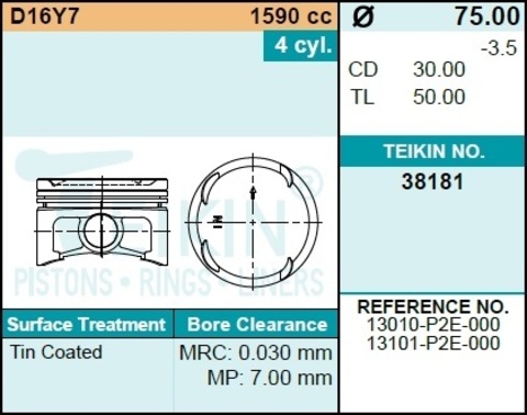 Поршень двигателя TEIKIN 38181 0.50 (4шт/упак)