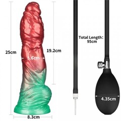 Фаллоимитатор надувной с двойной плотностью AerosX Lovetoy (19,2*5,6 см) красно-зеленый