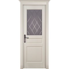 Межкомнатная дверь Гармония массив ольхи слоновая кость со стеклом