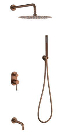 Boheme 464-2-BRB Смеситель встроенный + верхний+ ручной душ Uno BRUSHED BRONZE с изливом