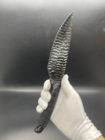 Обсидиановый клинок с рогом африканского буйвола гравировка Орел 29 см