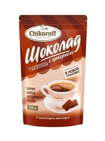 Напиток ЦИКОРИЯ растворимый шоколад с фруктозой 100г