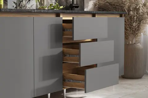 Кухня Челси 2,0м Компановка №2 (Графит, Дуб Крафт (Кастилло))