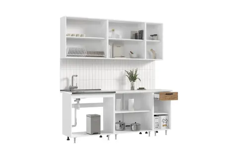 ЛДСП Кухня Рио NEW 2,0м (490) (Дуб Крафт, Белый (Антарес))