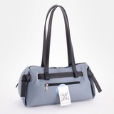 Сумка Саломея 2032 гладкий серо-голубой + черный