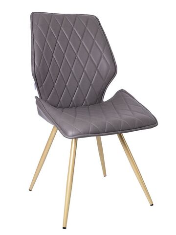 Стул LA ALTA OSTIN 360 экокожа серый, каркас круглый шампань