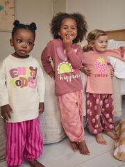 Пижама для девочки Next B87-019, 3 шт., Розовый, Молочный