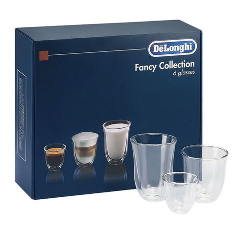 Набор кофейный DELONGHI Mix Glasses Set, 2 эспрессо, 2 капучино, 2 латте, стекло, прозрачный