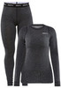 Тёплый Комплект термобелья с шерстью мериноса CORE WOOL MERINO 180 SET Black Melange женский