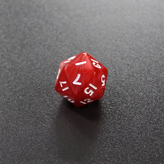Красный мраморный двадцатигранный кубик (d20) для ролевых и настольных игр