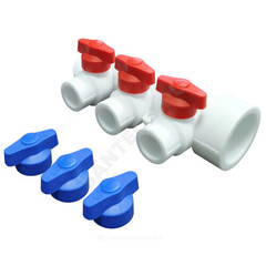 Коллектор PP-R белый Дн 40х20 на 5 выходов с кранами VALFEX 101134005