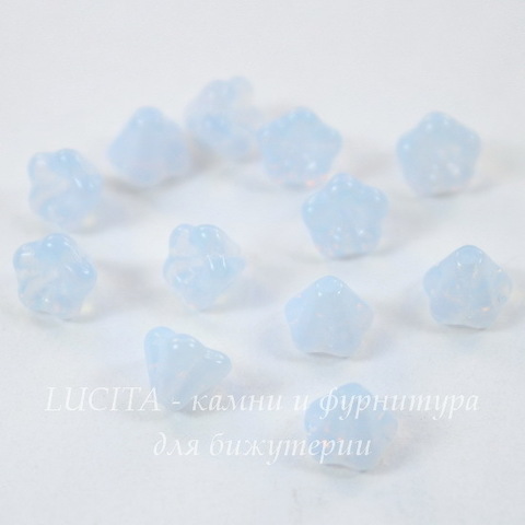 Бусина Bell Shaped Flower Колокольчик, 6х4 мм, опалово-бледно-синяя