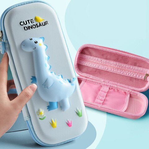 Penal \ Пенал \ Pencil bag Cute dinosaur ice blue