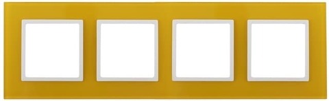 Рамка на 4 поста - стекло. Цвет Жёлтый / белый. ЭРА 14-5104-21. Elegance. Б0034530