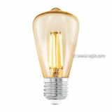 Лампа LED филаментная из стекла янтарного цвета Eglo AMBER LM-LED-E27 3,5W 220Lm 2200K ST48 11553 1