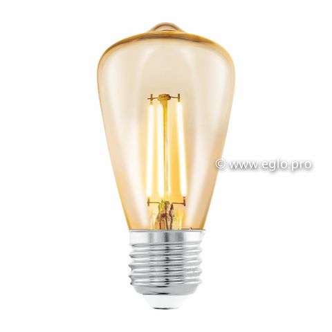 Лампа LED филаментная из стекла янтарного цвета Eglo AMBER LM-LED-E27 3,5W 220Lm 2200K ST48 11553