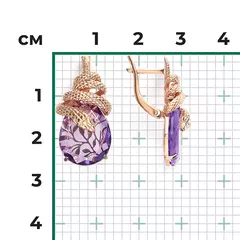 02-5290-00-203-1110- Серьги «Змеи» с английским замком из золота c аметистом