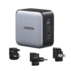 Зарядное устройство UGREEN Nexode 65W GaN Fast Charger сменные штекеры CD296 (90409) серый