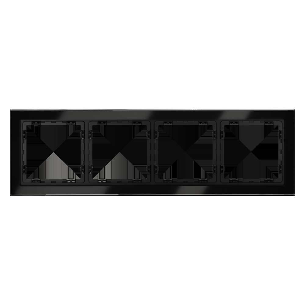 Рамка стеклянная Voltum S70 на 4 поста, (черный,стекло) VLS110408