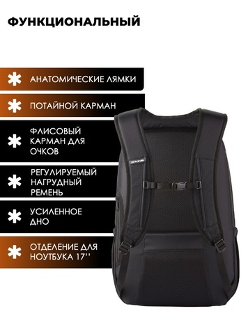 Картинка рюкзак городской Dakine campus premium 28l Black Ripstop - 2