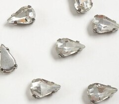 Стразы пришивные стекло в оправе, р. 13 мм, серебро