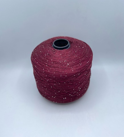 Бобинная пряжа (пр.Италия),Linette Pailletes, 450/100гр, 80% Лен, 20% Полиэстер(пайетка), цвет-Бордо+пайетка. арт.36748