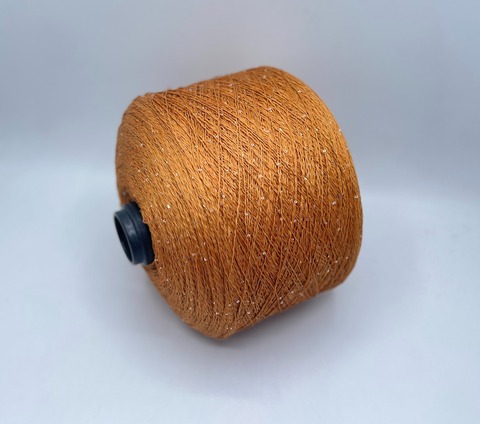 Бобинная пряжа (пр.Италия),Linette Pailletes, 450/100гр, 80% Лен, 20% Полиэстер(пайетка), цвет-Сушеный апельсин,меланж+пайетка. арт.36766