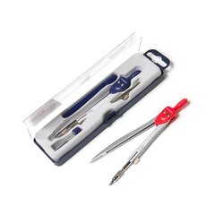 
          Готовальня Alingar, 4 предмета, металлический циркуль, удлинитель циркуля, грифель, держатель для рейсфедерной вставки, пластиковый футляр, европодвес