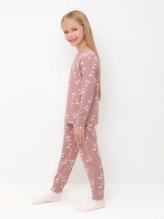 пижама  для девочки  К 1552/серая пудра,крупная вишня