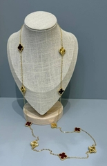 Колье сотуар длинное Trendy 10 мотивов клевер лимонная позолота