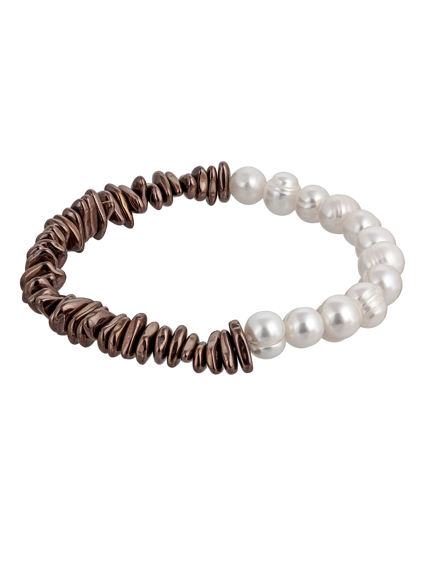 Браслет с натуральным жемчугом и гематитом