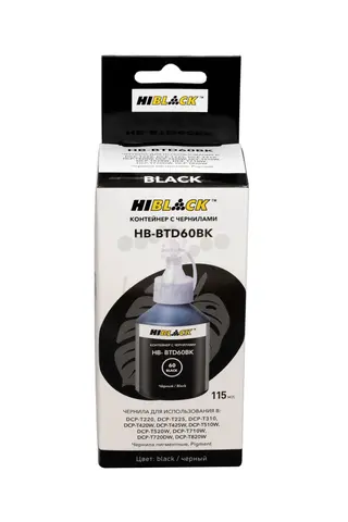 Контейнер с чернилами Hi-Black (HB-D60) для Brother  DCPT310, 510W, 710W , BK pigm, 115ml