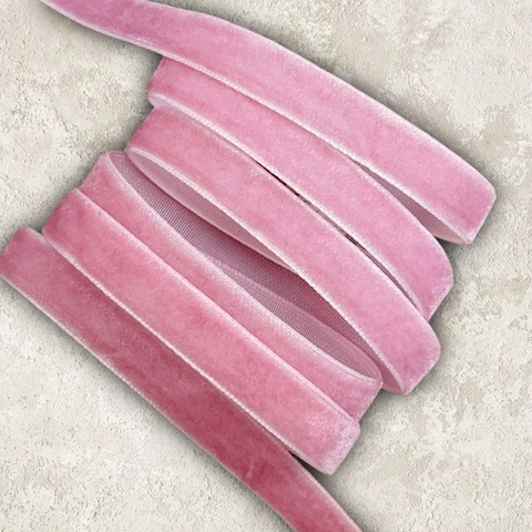 Лента бархатная 1 см  розовый №36 (1метр)