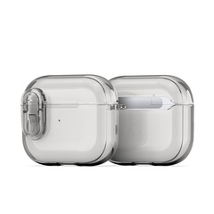 Прозрачный чехол серый тонированный для наушников AirPods 3, серия PECL Series от Dux Ducis, в комплекте с карабином