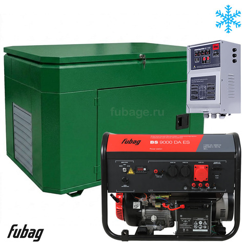 Бензиновый генератор в зимнем супер тихом кожухе с блоком АВР Fubag BS 9000 DA ES/1400SSW RAL 6005