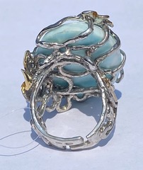 Ларимар-овал(кольцо из серебра)