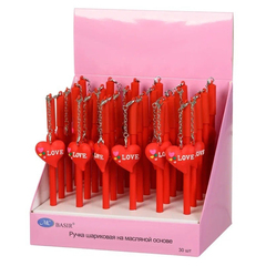 Ручка шариковая, масляная, Basir, синие чернила, серия "Love", с резиновой фигуркой на брелоке, 30 шт