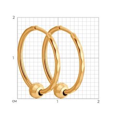140121-Серьги-конго Ø 15 мм из золота 585 пробы с алмазными гранями