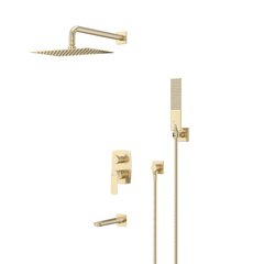 Lemark LM7222BG Встраиваемый смеситель с верхним душем 30х20 см, излив 20 см, латунь/брашированное светлое золото фото