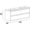 Cezares 41809 GLASS База под раковину с двумя выдвижными ящиками 41809 Bianco Lucido, 120x46x55