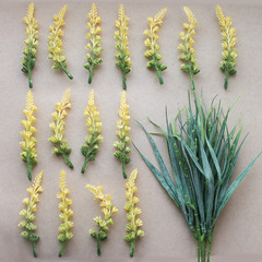 Лаванда букет (мимоза), искусственные цветы из высококачественного пластика, 34 см, светло-желтый, набор 2 букета